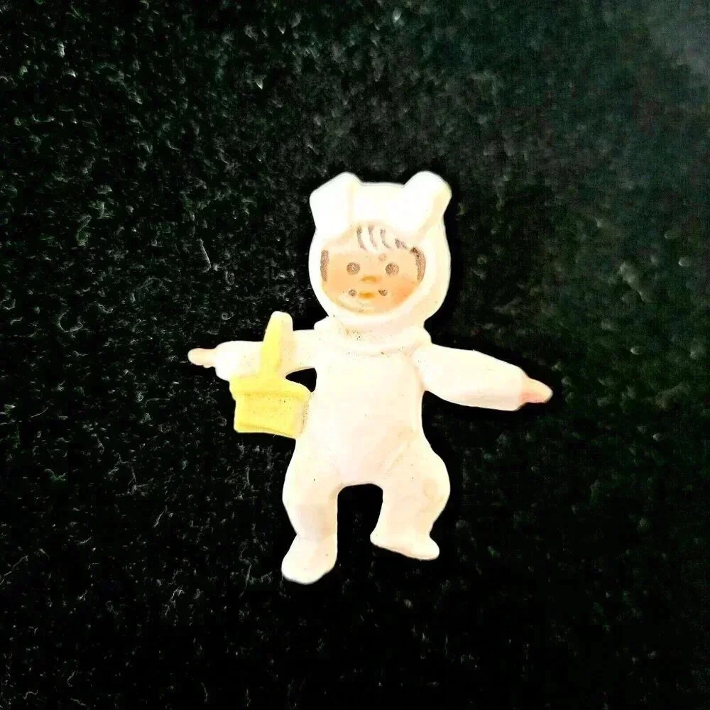 Hallmark Pin Child Bunny Costume Easter Basket Brooch Vintage 1970's 1.5" x 1.5"
